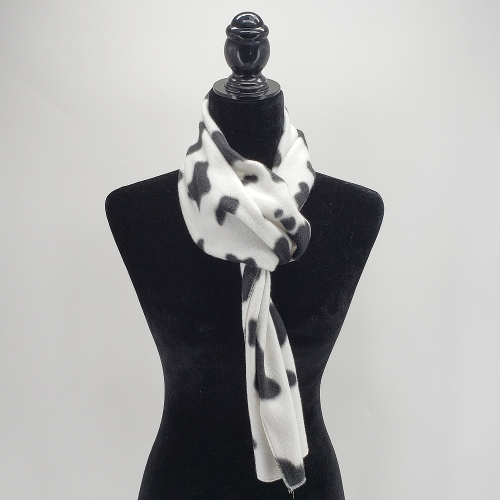 3/$25 David's | Cow Print Fleece Scarf | Blk/Wht